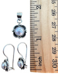 Pearl Solid 925 Sterling Silver Pendant Earrings set