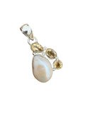 Pearl & Citrine Solid 925 Sterling Silver Pendant
