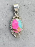 Kingman Cotton Candy Turquoise Solid 925 Sterling Silver Pendant