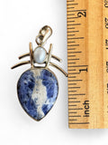 Sodalite & Pearl Solid 925 Sterling Silver Pendant