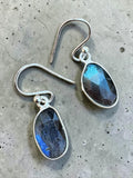 Labradorite faceted Solid 925 Sterling Silver Earrings