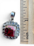 Kingman Red Rose Dahlia Solid 925 Sterling Silver Pendant