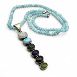 Multi Gemstone Solid 925 Sterling Silver Pendant