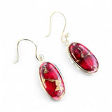 Kingman Red Rose Dahlia Solid 925 Sterling Silver Earrings