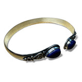 Blue Lapis Solid 925 Sterling Silver Bangle Bracelet