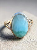 Caribbean Larimar Solid 925 Sterling Silver Ring 10