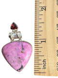 Pink Cobalto Calcite & Garnet Solid 925 Sterling Silver Pendant