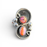 Kingman Pink Dahlia Turquoise Solid 925 Sterling Silver Ring 8