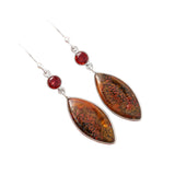 Red Moss Agate & Garnet Solid 925 Sterling Silver Earrings