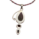 Rhodonite Solid 925 Sterling Silver & Tourmaline Beaded Pendant Necklace