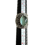 Aquamarine Solid 925 Sterling Silver Ring 7.5