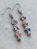 Kingman Pink Dahlia Turquoise Solid 925 Sterling Silver Earrings