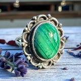 Malachite Solid 925 Sterling Silver Ring 8.5