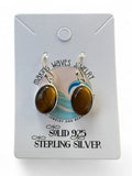 Tiger Eye Solid 925 Sterling Silver Earrings