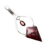 Tourmaline Quartz & Garnet Solid 925 Sterling Silver Pendant