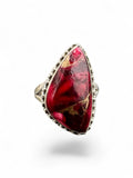Kingman Red Rose Dahlia Solid 925 Sterling Silver Ring 6.5