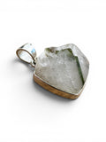 Rough Green Tourmaline in Quartz Solid 925 Sterling Silver Pendant