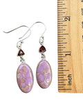 Phosphosiderite& Garnet Solid 925 Sterling Silver Earrings