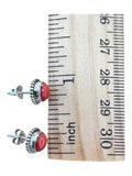Italian Coral Solid 925 Sterling Silver Stud Earrings