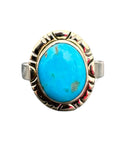 Kingman Turquoise Solid 925 Sterling Silver Ring 7.5