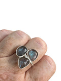 Faceted Labradorite Solid 925 Sterling Silver Ring 9