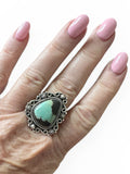 Black Jack Turquoise Solid 925 Sterling Silver Ring 10