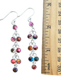Kingman Pink Dahlia Turquoise Solid 925 Sterling Silver Earrings