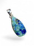 Rough Dioptase Azurite Solid 925 Sterling Silver Pendant