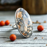 Maligano Jasper Solid 925 Sterling Silver Ring 9