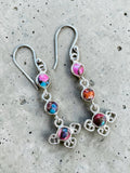 Kingman Pink Dahlia Turquoise Solid 925 Sterling Silver Earrings