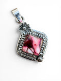 Kingman Red Rose Dahlia Solid 925 Sterling Silver Pendant