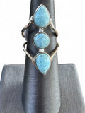 Caribbean Larimar Solid 925 Sterling Silver Ring 6