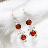Garnet Solid 925 Sterling Silver Earrings