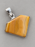 Orange Botswana Agate Silver Overlay Pendant