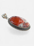 Red Rainbow Jasper Silver Overlay Pendant