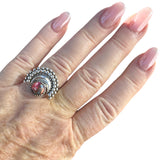 Kingman Pink Dahlia Turquoise Solid 925 Sterling Silver Ring 8