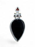 Black Onyx & Garnet Solid 925 Sterling Silver Pendant
