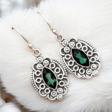 Lab Green Tourmaline Solid 925 Sterling Silver Earrings