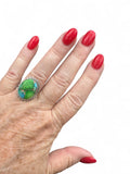 Kingman Peacock Dahlia Solid 925 Sterling Silver Ring 7