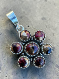 Kingman Red Rose Dahlia flower Solid 925 Sterling Silver Pendant