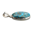 Kingman Blue Copper Turquoise Solid 925 Sterling Silver Pendant