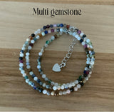 2 mm Multi Gemstone Beaded Necklace