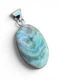Caribbean Blue Calcite Solid 925 Sterling Silver Pendant