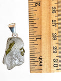 Rough Green Tourmaline in Quartz Solid 925 Sterling Silver Pendant