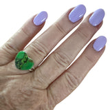 HEART Green Mojave Turquoise Solid 925 Sterling Silver Ring 9