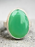 Faceted Green Onyx Solid 925 Sterling Silver Ring 7