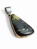 Black Jack Turquoise Solid 925 Sterling Silver Pendant