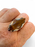Tiger Eye Solid 925 Sterling Silver Ring 8.5