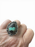 Black Jack Turquoise Solid 925 Sterling Silver Ring 8.5