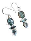 Blue Kyanite & Blue Topaz Solid 925 Sterling Silver Earrings